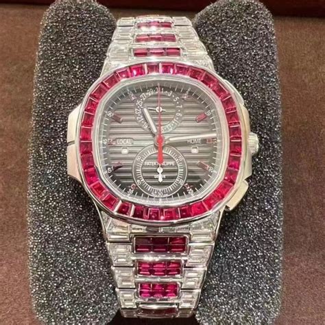 patek philippe red diamond|patek philippe diamond men's watch.